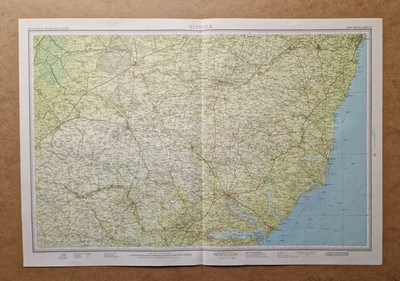 BARTHOLOMEW Revised Half-Inch Large Scale County Map of Suffolk (c.1950)