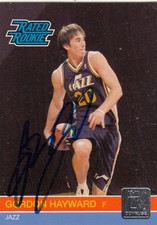Utah Jazz Butler Gordon Hayward 2010 Donruss RC Rookie Signed IP Autograph Card. rookie card picture
