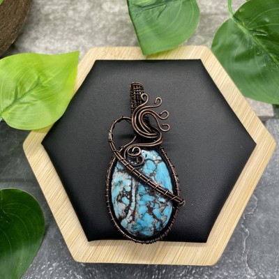 2.5  Polished Gemstone Copper/Brass Wire Wrapped Pendant New Free Ship B7247