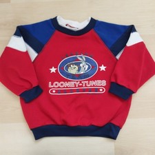 Vintage 90s Looney Tunes Boys Size 4t Sweatshirt Taz Bugs Bunny Tasmanian Devil