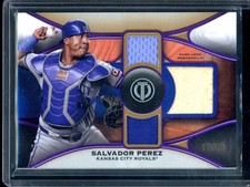 2022 Topps Tribute Salvador Perez Tribute Triple Relics Purple #/50 Royals