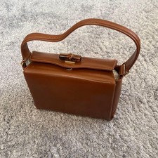 Borsa a tracolla Gucci Bamboo Turnlock in pelle marrone vintage autentica...