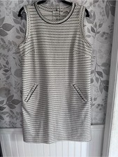LOFT Black and White Striped Sleeveless Shift Dress Medium