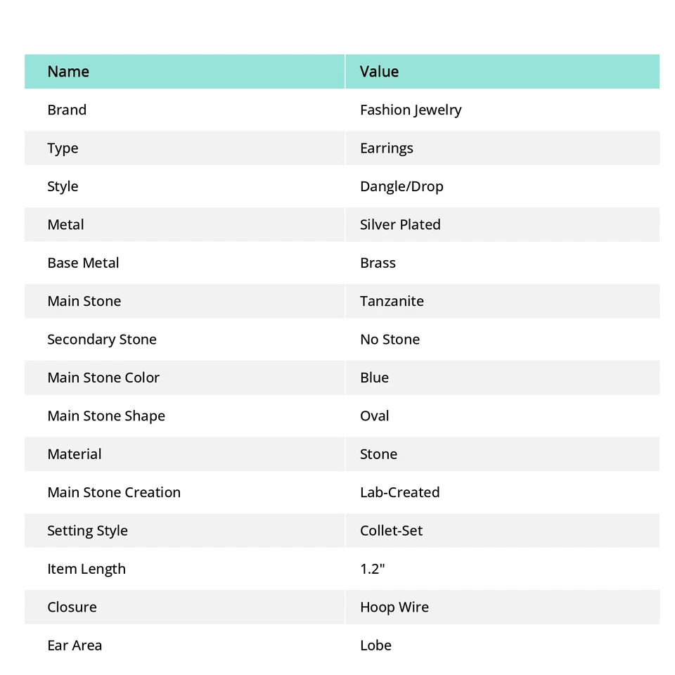 Pendientes de piedras preciosas de cuarzo con forma ovalada de tanzanita hechos a mano joyas de regalo únicas 1,20" Foto 3 de 4