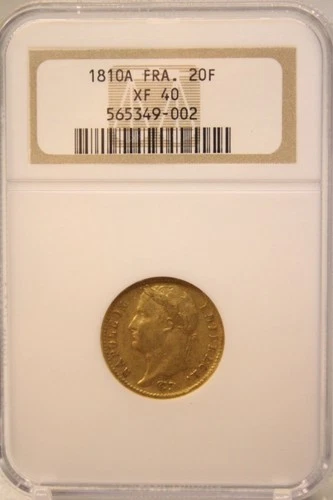 1810A France 20 Francs Napoleon Bonaparte Gold Coin NGC XF 40 #9002
