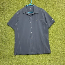 Kuhl Renegade Short Sleeve Button Up Shirt Mens Medium 3069 Blue Tufflex Tech