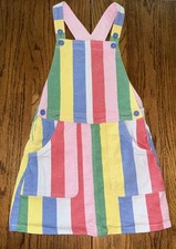 Mini Boden Girls Denim Rainbow Stripe Overall Jumper Dress Girls 9 10 Years