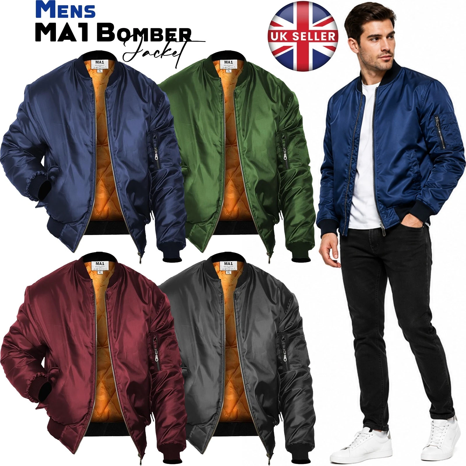 Mens MA1 Bomber Jacket Combat Military Biker Windproof Warm Winter Jackets Coat