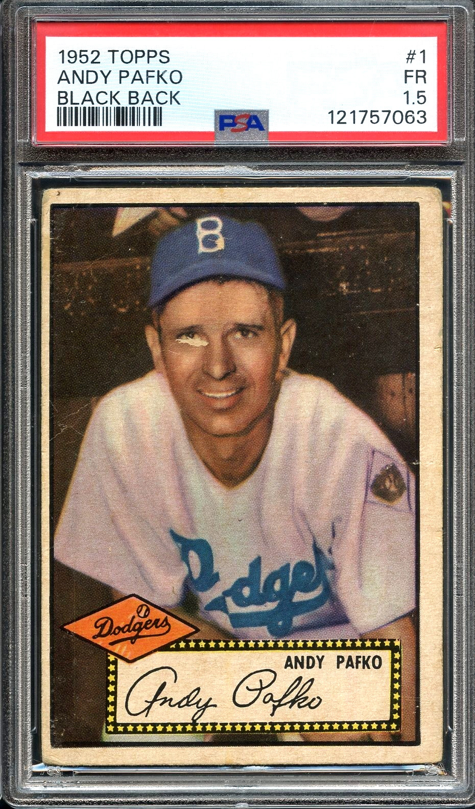 1952 Topps #1 Andy Pafko Black Back PSA 1.5 Brooklyn Dodgers 7063