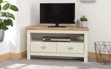 GFW Lancaster Wood Corner TV Cabinet With Shelf & 111.5 x 81 x 35 cm, Cream 