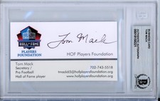 Tom Mack NFL HOF Players Signed Business Card Authentic Auto Beckett BAS *1