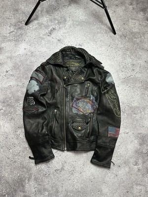 Vintage Ed Hardy by Christian Audigier Leather Jacket Women's