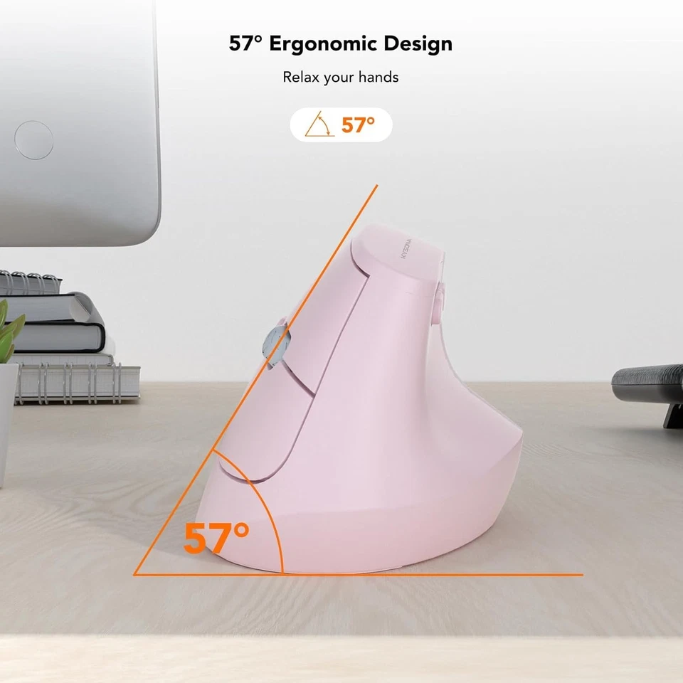 KYSONA EM18 Vertical Mouse – Bluetooth & 2.4G, 5-Level DPI, Silent – Pink - Image 4 of 4