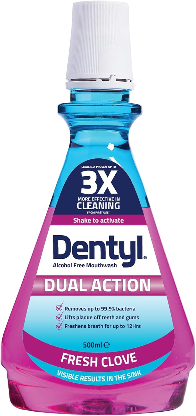 Dentyl Dual Action Mouthwash 500ml Alcohol-Free Fresh Clove 12hr Fresh Breath