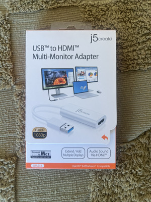 USB to HDMI Multi-Monitor Adapter- J5 Create Full HD 1080p New In Box