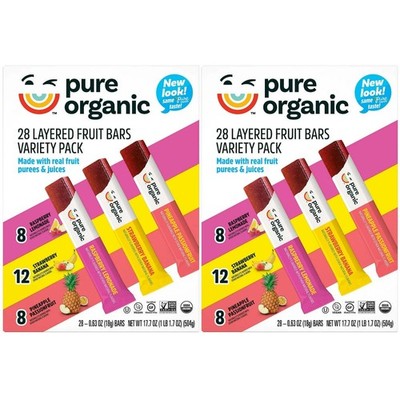 Pure Organic Layered Fruit Bars Variety Pack Gluten-Free 56 Count Snacks 2-Pack