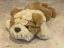 FAO Shwarz 5th Ave NYC Soft English Bulldog Toy Plush Light Tan  White Dog CUTE