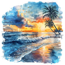 Wall Decal Sticker Tropical Summer Beach Wall Sticker 18X18cm Large