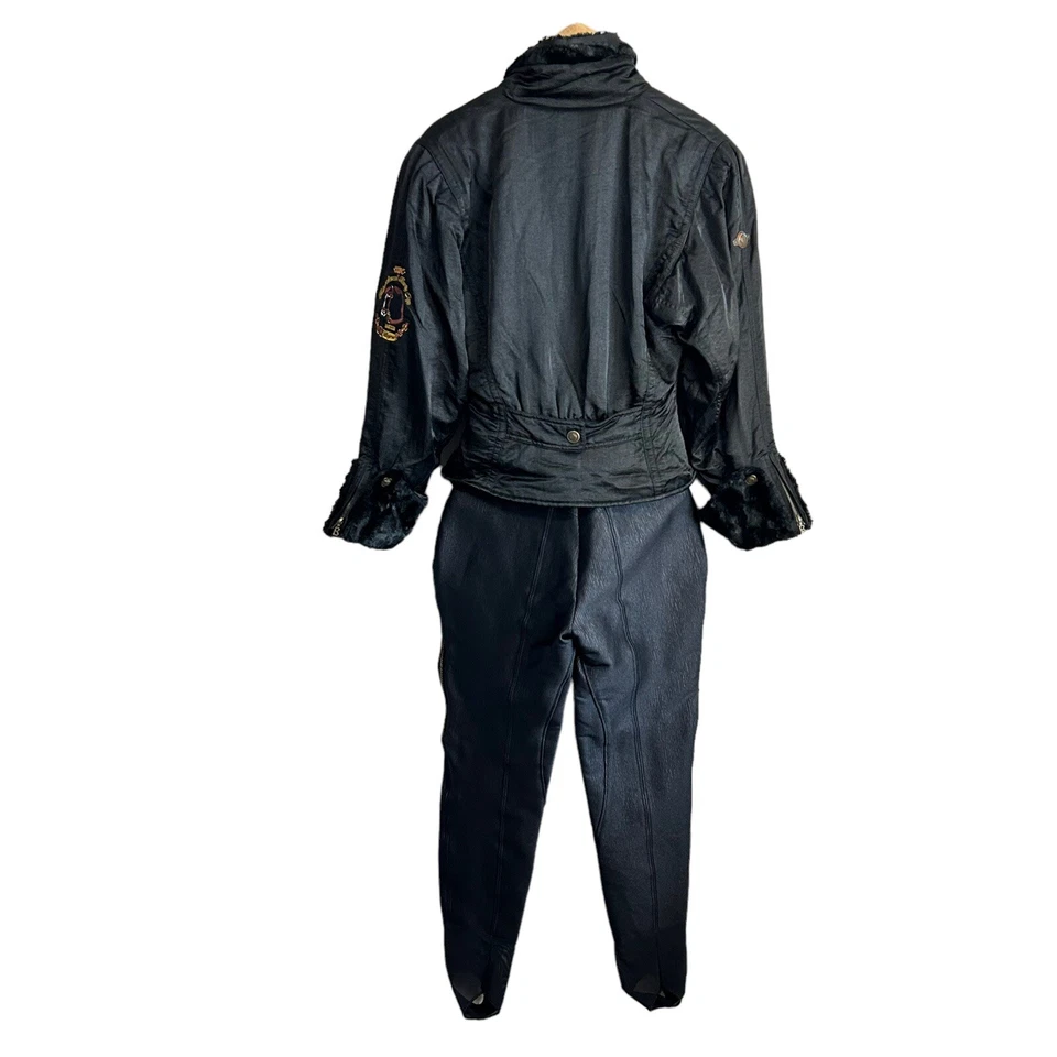 Bogner Black Ski suit Womens Size 8 Two piece Black set Jacket pants Fur Trim - Imagem 3 de 4