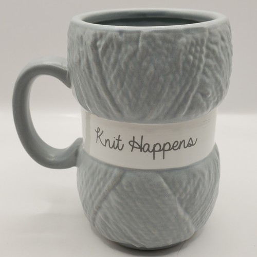 Knit Happens Mug Knitting Wool Yarn Tea Coffee Cup Birthday Christmas Gift Craft
