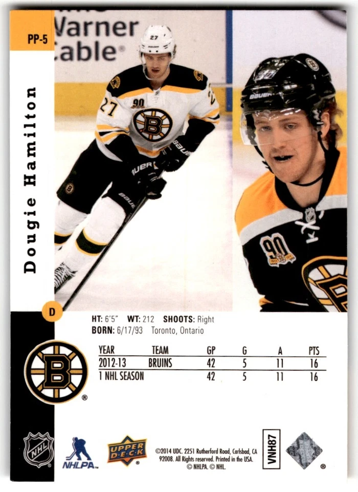 2013-14 SP Authentic "93-94 Retro Premier Prospects Dougie Hamilton Rookie #PP-5 - Image 2 of 2
