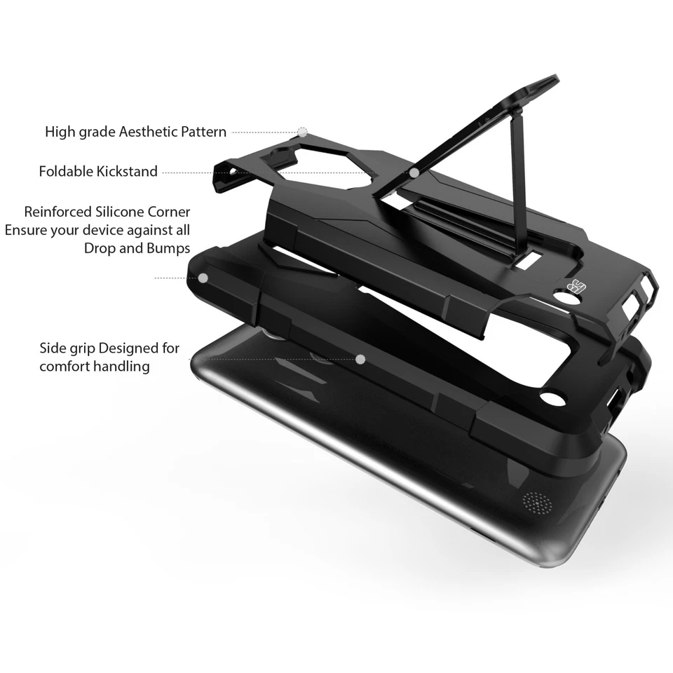 Funda a prueba de golpes con cubierta de soporte para LG Aristo Phoenix 3 Fortune Rebel 2 L58VL Foto 3 de 4