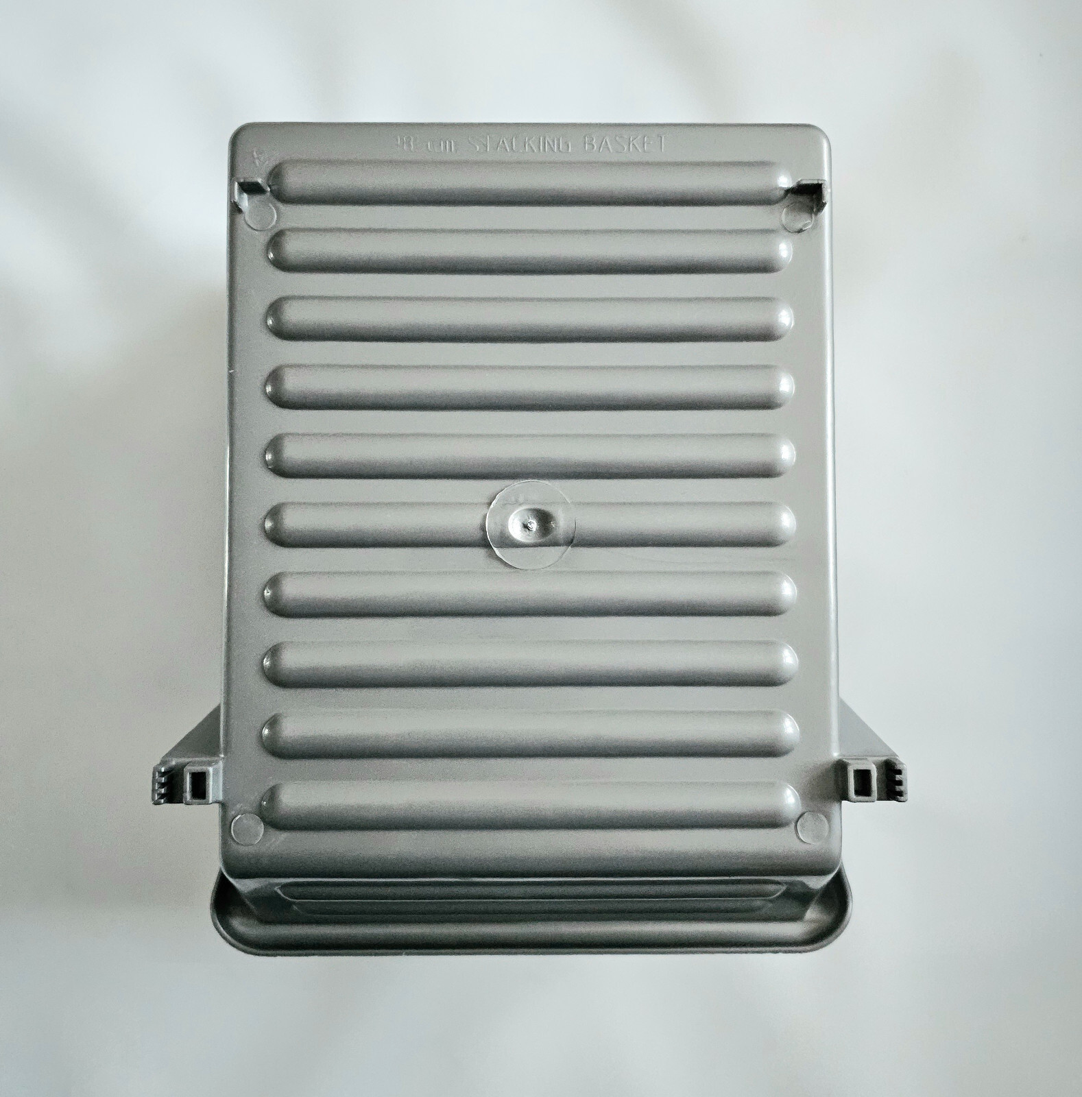 3x Stackable Storage Baskets Set Grey Plastic Household Solutions