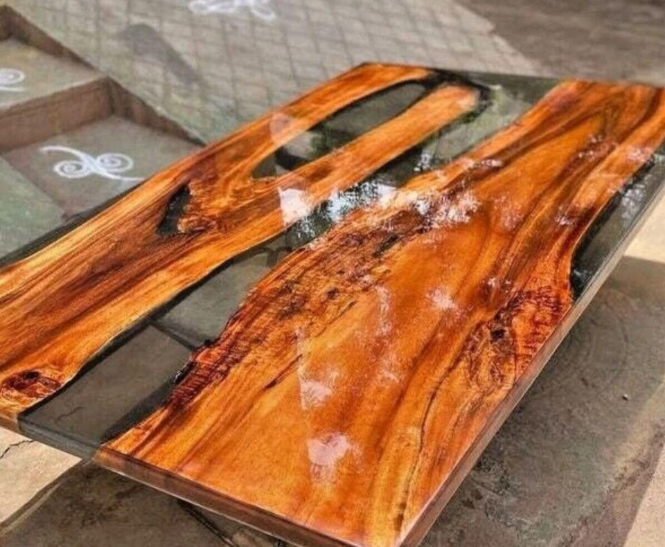 Custom To Order Epoxy Conference Room Table, Clear Epoxy Resin Dining Table Top - Image 4 of 4