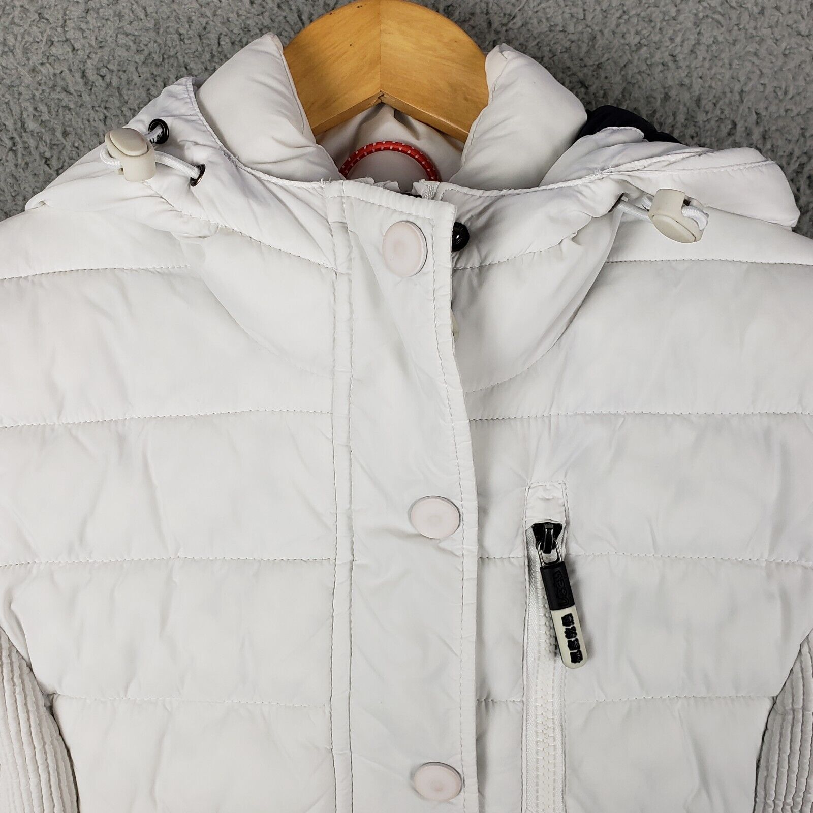 Superdry Fuji Jacket Hooded White Coat Womens Small Puffer