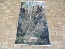 2'10 x 4'11 Hand Knotted Modern Abstract Oriental Rug With Silk G10470