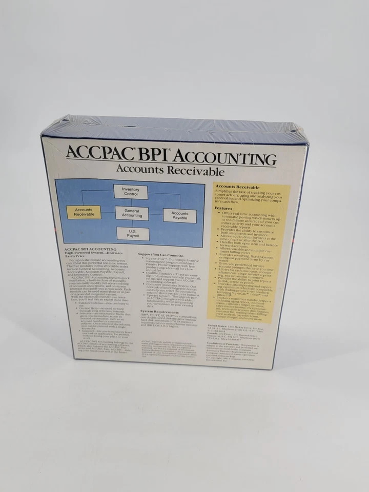 ACCPAC BPI Accounting US Payroll, Computer Associates CA 1987, Demo Copy, SEALED - Image 3 of 4