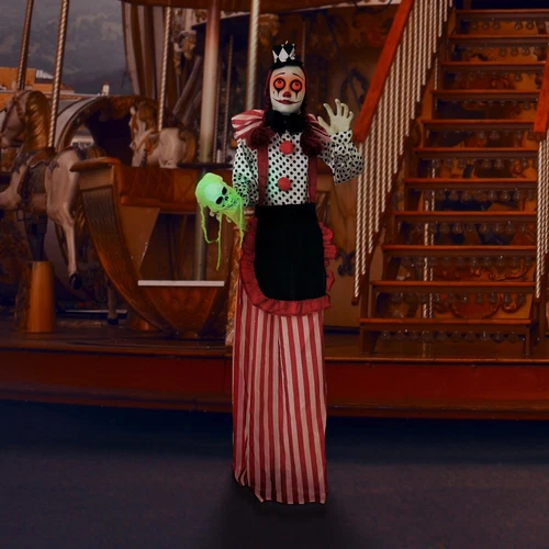 Halloween Life Size Scary Talking Clown Girl Creepy Prop Touch Activated Decor