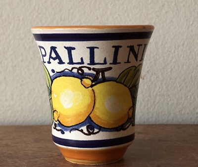 Pallini Limoncello Shot Glass Deruta Italy Hand Painted Pottery Italian Liquor