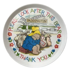Vtg 83 Silite Paddington Bear 8.25in Melamine Plate Please Look After This Bear