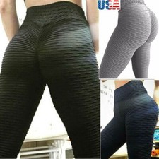 Tik Tok Womens Yoga Pants Anti-Cellulite Push Up Ruched High Waist Leggings Gym