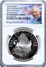 2023 £2 GREAT BRITAIN 1OZ SILVER PROOF NGC PF70 TUDOR BEASTS Bull of Clarence