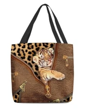 Personalized Tiger Leopard Tote Bag, Shoulder Bag