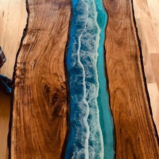 Ocean Beach Epoxy Table, Custom Dining Table, Resin River Wooden Furniture - Image 2 of 4