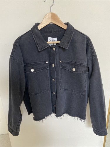 Zara Cut-off Black Denim Jacket For 