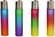 4 x Clipper Lighters Triple Gradient Gas Flint Lighter Refillable Standard Size