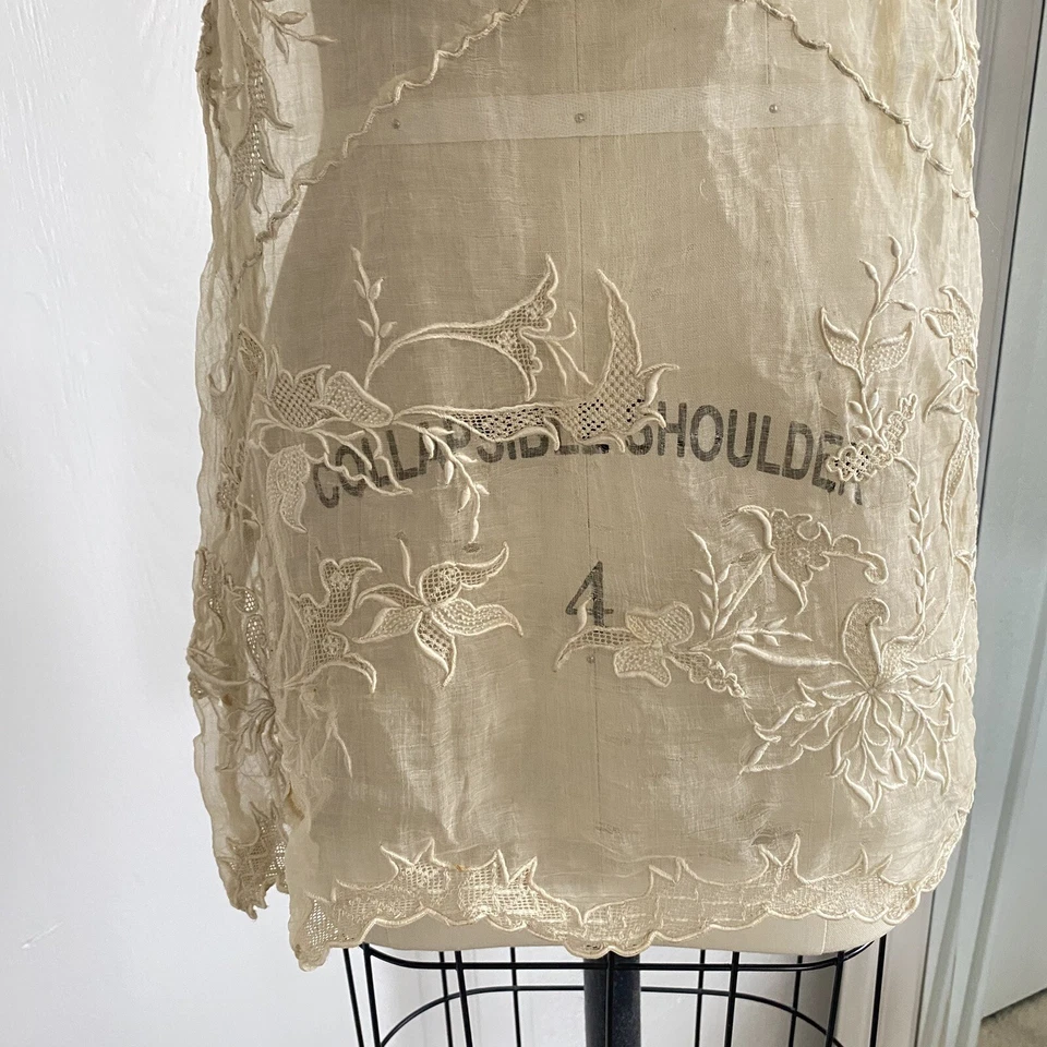 RARO Antiguo Eduardiano Años 20 Exhibición Inspo Pieza Bordada a Mano Slip Tank LEER Foto 4 de 4