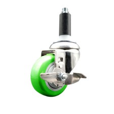 3.5 Inch 316SS Green Polyurethane Swivel 1 Inch Expanding Stem Caster Brake