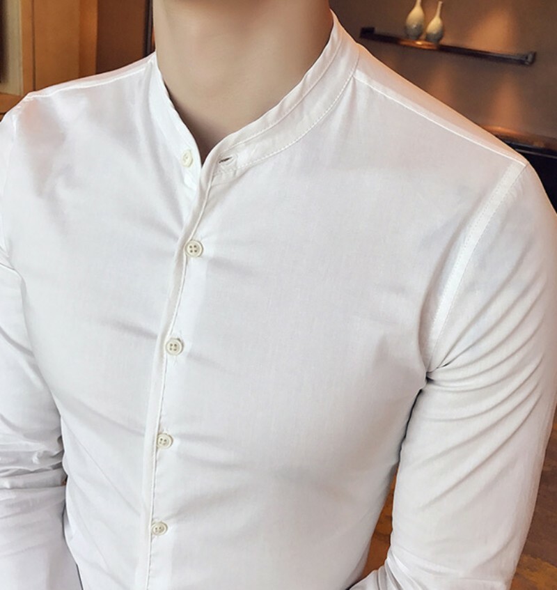 Mens British style Slim Fit Stand collar Shirt Long sleeve Mens British style Slim Fit Stand collar Shirt Long sleeve