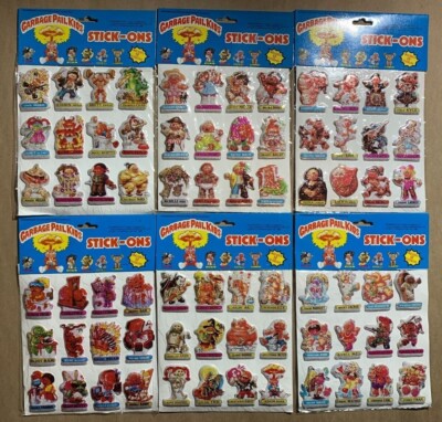 GARBAGE PAIL KIDS 1986 PUFFY STICK ONS COMPLETE DECAL SET of 6 -RARE!