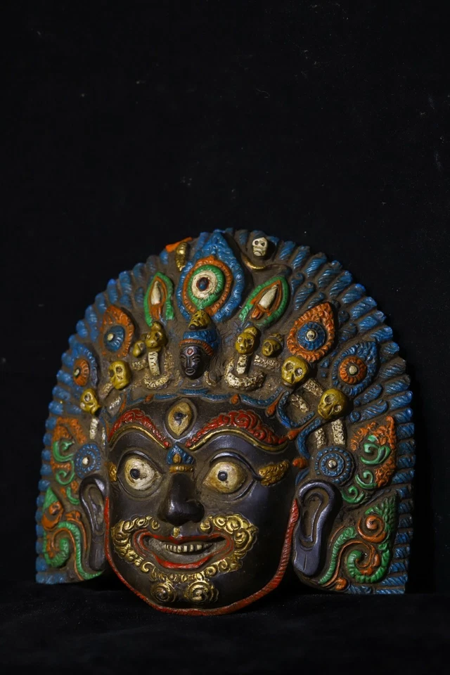 Estatua escultura cabeza de Buda de latón budismo China Tíbet de 16,5 cm Foto 3 de 4