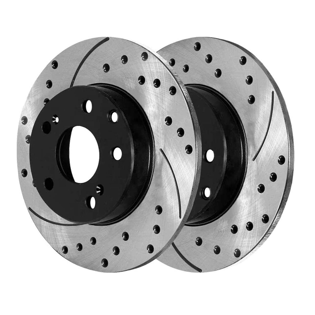 Rear Drilled Slotted Brake Rotors Black & Pads for Kia Optima 2012