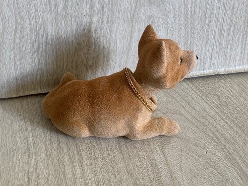 VTG 70s Nodding Nodder Shiba Inu Dog Puppy Flocked Bobble Head 5.5" x 4" READ - Picture 3 of 7