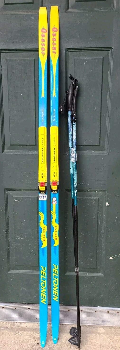 Peltonen Quasar Pattinaggio Sci di Fondo 180cm con Bastoncini Exel e Attacchi Salomon