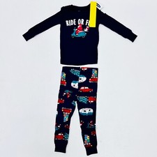 Old Navy Pajama Set Shirt Pants Blue Christmas Sleepwear Cotton Unisex Baby 2T