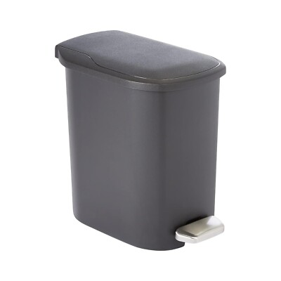 Cubo de basura rectangular compacto de plástico para baño, con cubo interior ext